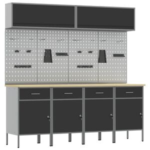 vidaXL Arbeitsschrankset mit Schubladen mit Speicher 10 stk. Schwarz