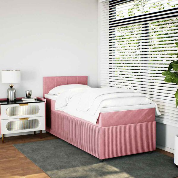 vidaXL Boxspringbett mit Matratze Rosa 80x200 cm Samt
