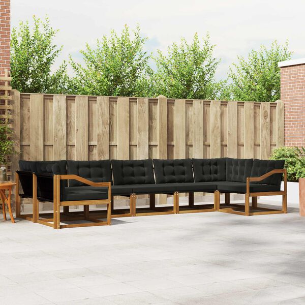 vidaXL Outdoor-Sofagarnitur mit Kissen 7 pcs Nat&uuml;rlich und Schwarz