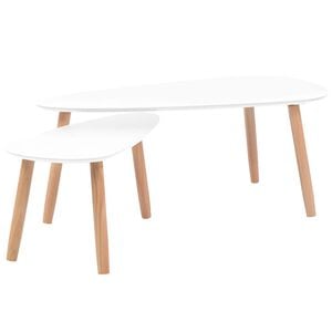 vidaXL 2-tlg. Couchtisch-Set Massivholz Kiefer Wei&szlig;