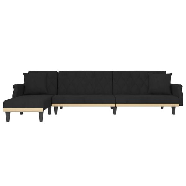 vidaXL Schlafsofa in L-Form Schwarz 271x140x70 cm Samt