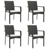 vidaXL Gartenst&uuml;hle mit Kissen 4 Stk. Poly Rattan Schwarz
