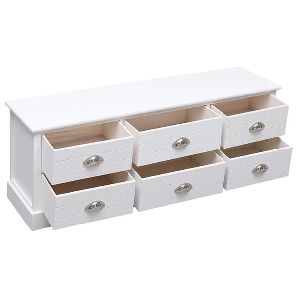 vidaXL TV-Schrank Weiß 108x30x40 cm Massivholz Paulownia