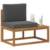 vidaXL Outdoor End Sofa mit Kissen Natur und Anthrazit 91 x 63 x 73 cm