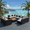 vidaXL 9-tlg. Garten-Lounge-Set mit Auflagen Poly Rattan Schwarz