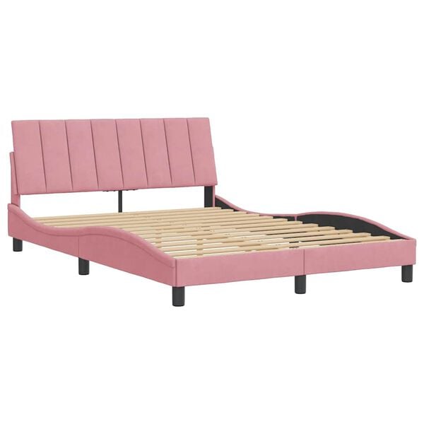 vidaXL Bettgestell ohne Matratze "Hanko" Rosa 140x190 cm Samt
