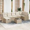 vidaXL Garten-Sofa-Set mit Kissen mit Speicher 8 pcs Beige Poly Rattan