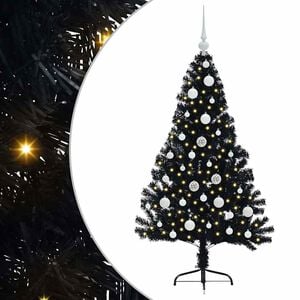 vidaXL K&uuml;nstlicher vorbeleuchteter Weihnachtsbaum Schwarz 120 cm PVC