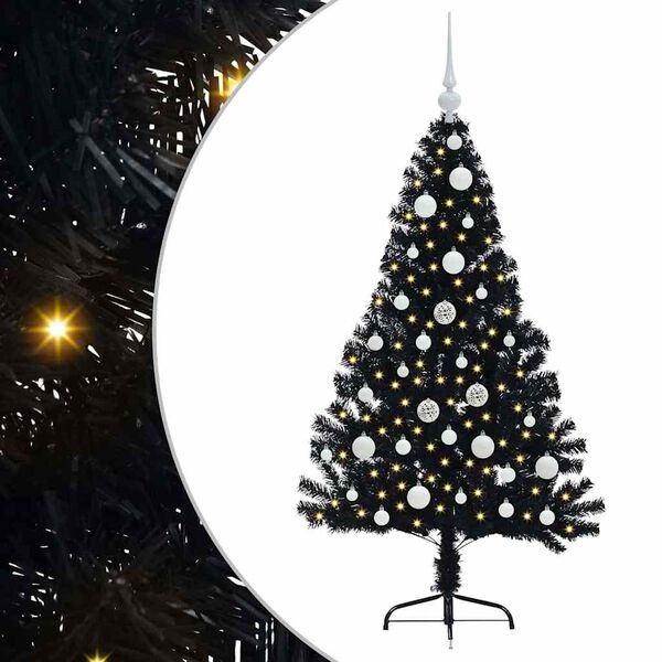 vidaXL K&uuml;nstlicher vorbeleuchteter Weihnachtsbaum Schwarz 120 cm PVC