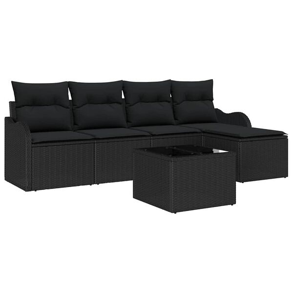 vidaXL Gartensofa-set 6 pcs Schwarz Poly-Rattan