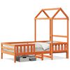 vidaXL Massivholzbett mit Dach Wachsbraun 90x190 cm Kiefer