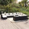 vidaXL 11-tlg. Garten-Lounge-Set mit Kissen Poly Rattan Schwarz