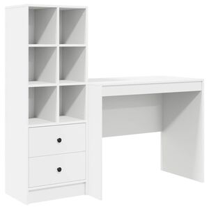 vidaXL Schreibtisch mit Schubladen mit Regal mit Speicher 2 pcs Wei&szlig;