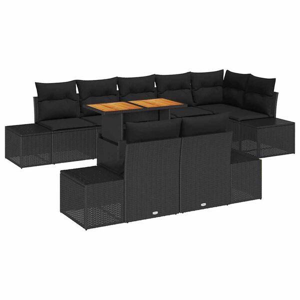 vidaXL Garten Essgruppe mit Kissen 9 pcs Schwarz und Braun