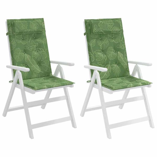 vidaXL Hochlehner-Auflagen 2 Stk. Blattmuster Oxford-Gewebe