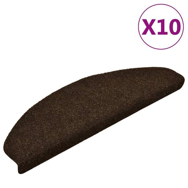 vidaXL Stufenmatten Selbstklebend 10 Stk. 65x21x4 cm Braun Halbrund Gro&szlig;