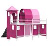 vidaXL Kinderloftbett Wei&szlig; und Rosa 74,5 x 190 cm Metall