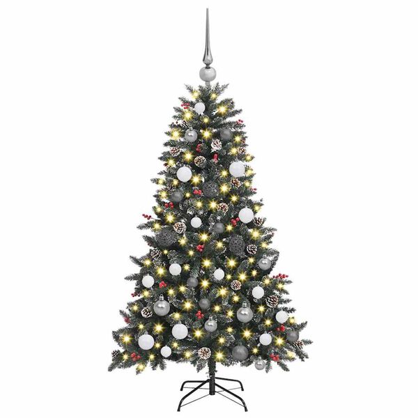 vidaXL K&uuml;nstlicher Weihnachtsbaum Gr&uuml;n 150 cm PVC, Plastik und Stahl