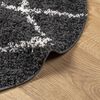 vidaXL Shaggy-Teppich PAMPLONA Hochflor Modern Schwarz Creme &Oslash; 160 cm