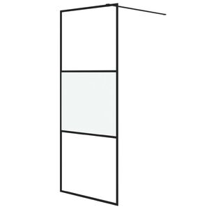 vidaXL Duschwand f&uuml;r Begehbare Dusche Schwarz 80x195 cm Halbmatt ESG
