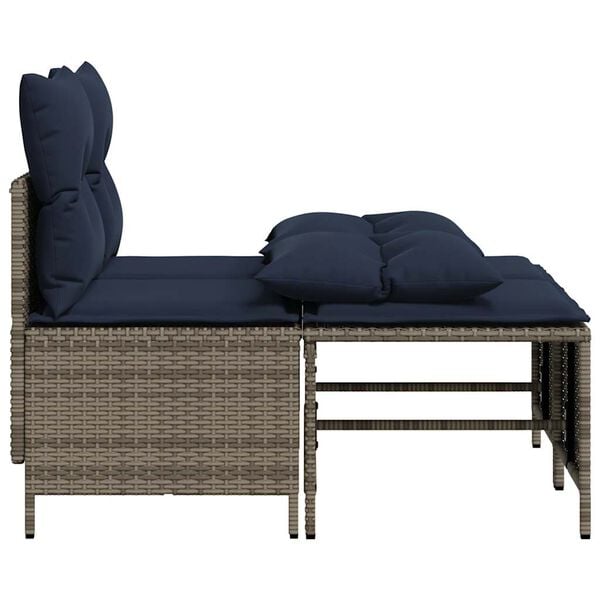vidaXL 4-teiliges Gartensofa-Set mit Kissen, grau, Polyrattan