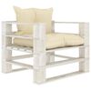 vidaXL Garten-Palettensofa mit Kissen in Creme Holz