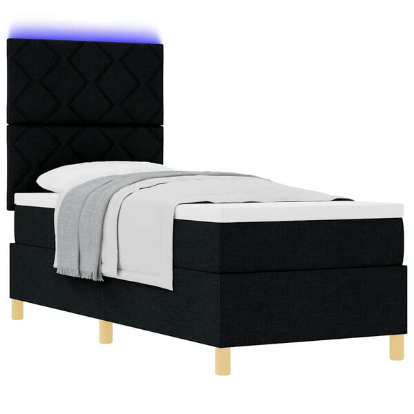 vidaXL Boxspringbett mit Matratze Schwarz 80 x 200 cm Stoff