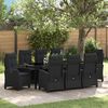 vidaXL Garten Essgruppe mit Kissen 9 pcs Schwarz Poly-Rattan