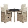 vidaXL 5-tlg. Garten-Bistro-Set mit Kissen Beige Poly Rattan
