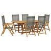 vidaXL 7-tlg. Garten-Essgruppe Poly Rattan und Massivholz Grau