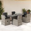 vidaXL 7-tlg. Garten-Essgruppe mit Kissen Hellgrau Poly Rattan