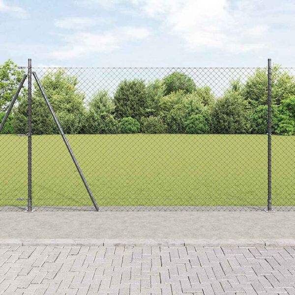 vidaXL Zaunpfosten Grau 10 x 1,6 m (40 x 40 mm Maschen) Stahl und PVC