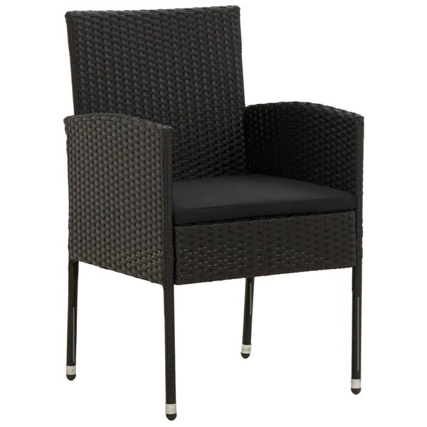 vidaXL 9-tlg. Garten-Essgruppe Poly Rattan Schwarz