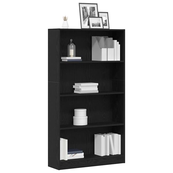 vidaXL B&uuml;cherregal 4 F&auml;cher Schwarz Eichen-Optik 80x24x143 cm