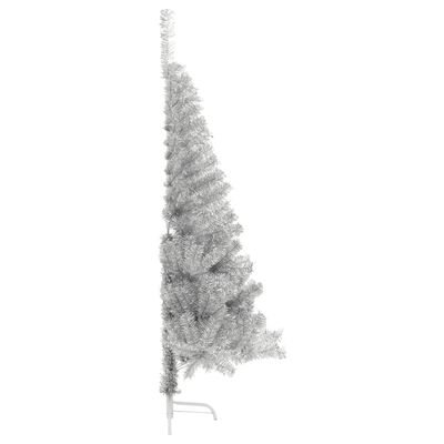 vidaXL Künstlicher Halb-Weihnachtsbaum mit Ständer Silber 120 cm PET