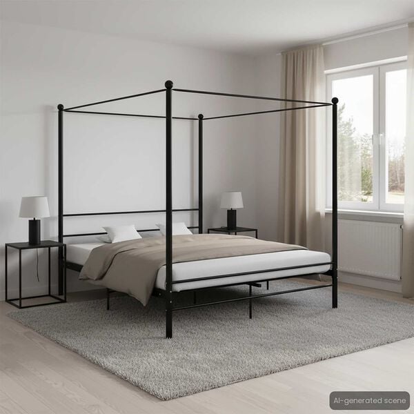 vidaXL Himmelbett Schwarz Metall 200x200 cm