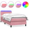 vidaXL Boxspringbett mit Matratze & LED Rosa 90x220 cm Samt