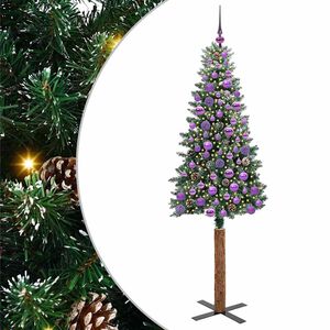 vidaXL Schlanker Weihnachtsbaum mit 300 LEDs mit St&auml;nder Gr&uuml;n 180 cm