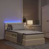 vidaXL Bett mit Stauraum und LED mit Matratze Creme 100 x 200 cm Stoff