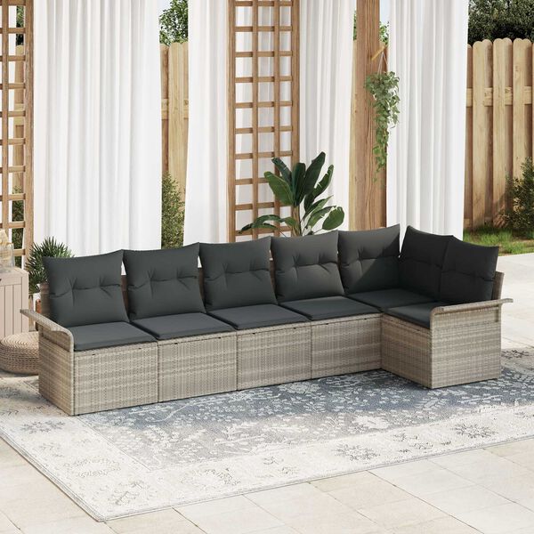 vidaXL Gartensofa-set mit Speicher 6 pcs Hellgrau Poly-Rattan