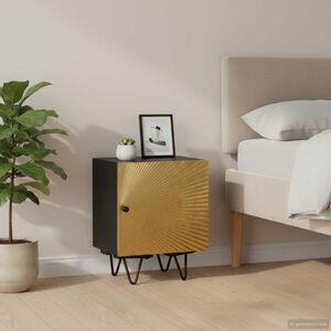vidaXL Nachttisch mit Messing-Front 40x30x50 cm Massivholz Mango