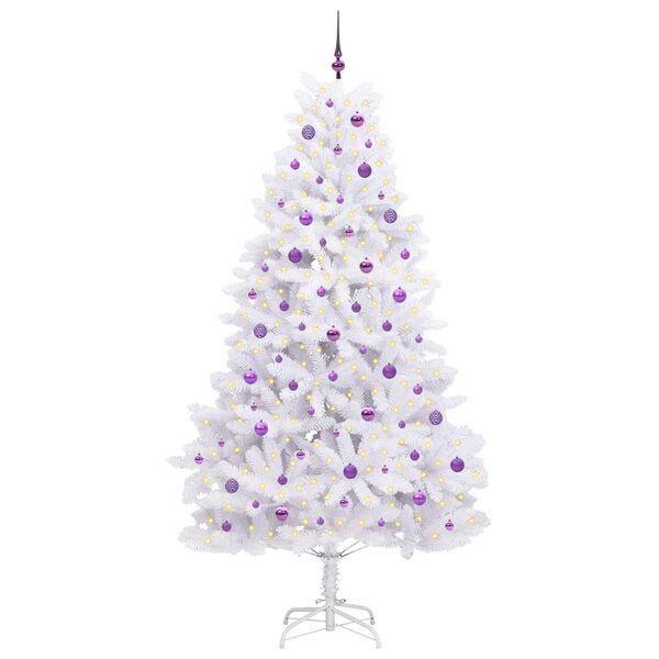 vidaXL K&uuml;nstlicher klappbarer Weihnachtsbaum Wei&szlig; 240 cm PVC und Stahl