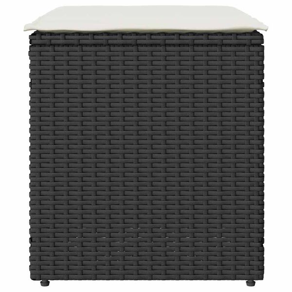 vidaXL Gartenhocker mit Kissen 2 Stk. Schwarz 40x40x43 cm Poly Rattan