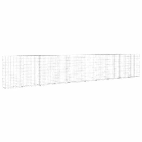 vidaXL Gabionenwand mit Abdeckung Verzinkter Stahl 600&times;30&times;100 cm