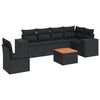 vidaXL 7-tlg. Garten-Sofagarnitur mit Kissen Schwarz Poly Rattan