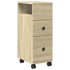 vidaXL Schmaler Badschrank mit R&auml;dern Sonoma-Eiche Holzwerkstoff