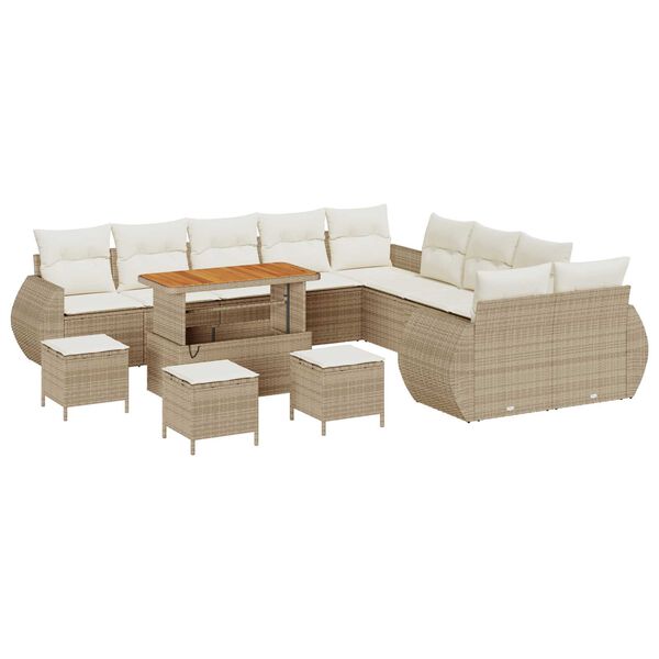 vidaXL Gartensofa-set 14 pcs Beige Poly-Rattan