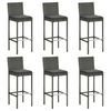 vidaXL Barhocker mit Kissen 6 Stk. Grau Poly Rattan