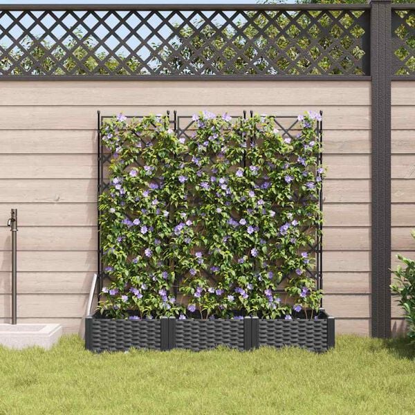 vidaXL Garten-Pflanzgef&auml;&szlig; 3 pcs Schwarz 120 x 40 x 125,5 cm Stahl