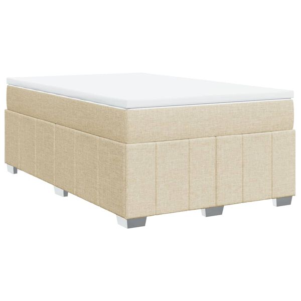vidaXL Boxspringbett mit Matratze Creme 120x190 cm Stoff